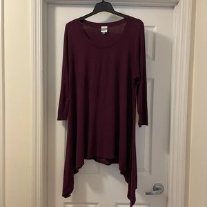 Plum Long Sleeve Plus Size 0X Purple Tunic Top/Dress Like New